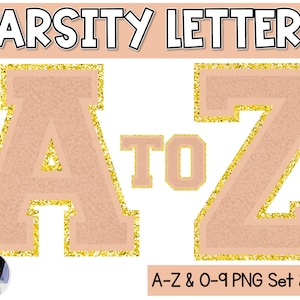 Varsity Letters | Boho Pink | Varsity Letter PNG Alphabet | Bulletin Board Letters