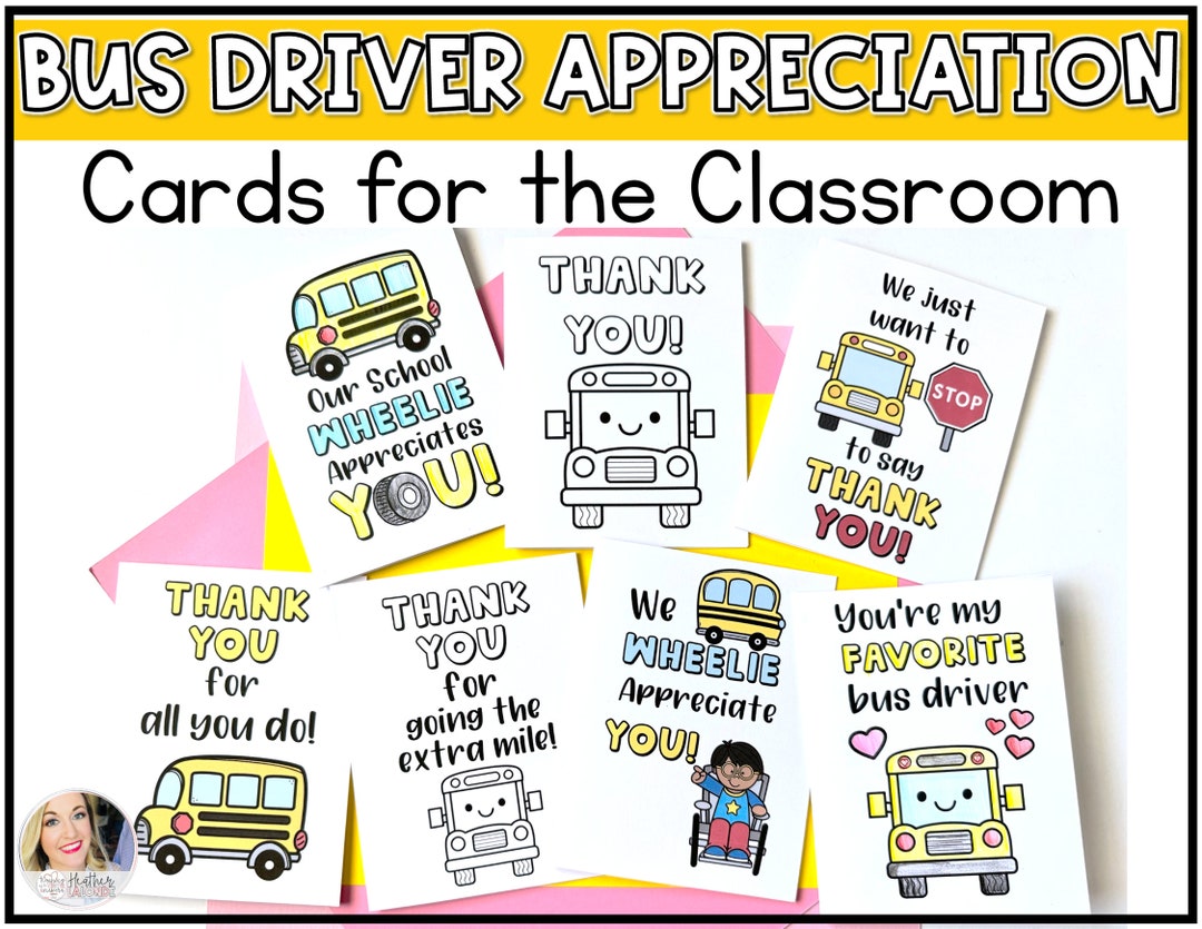 Printable Bus Driver Appreciation Cards Bus Driver Gift Coloring 