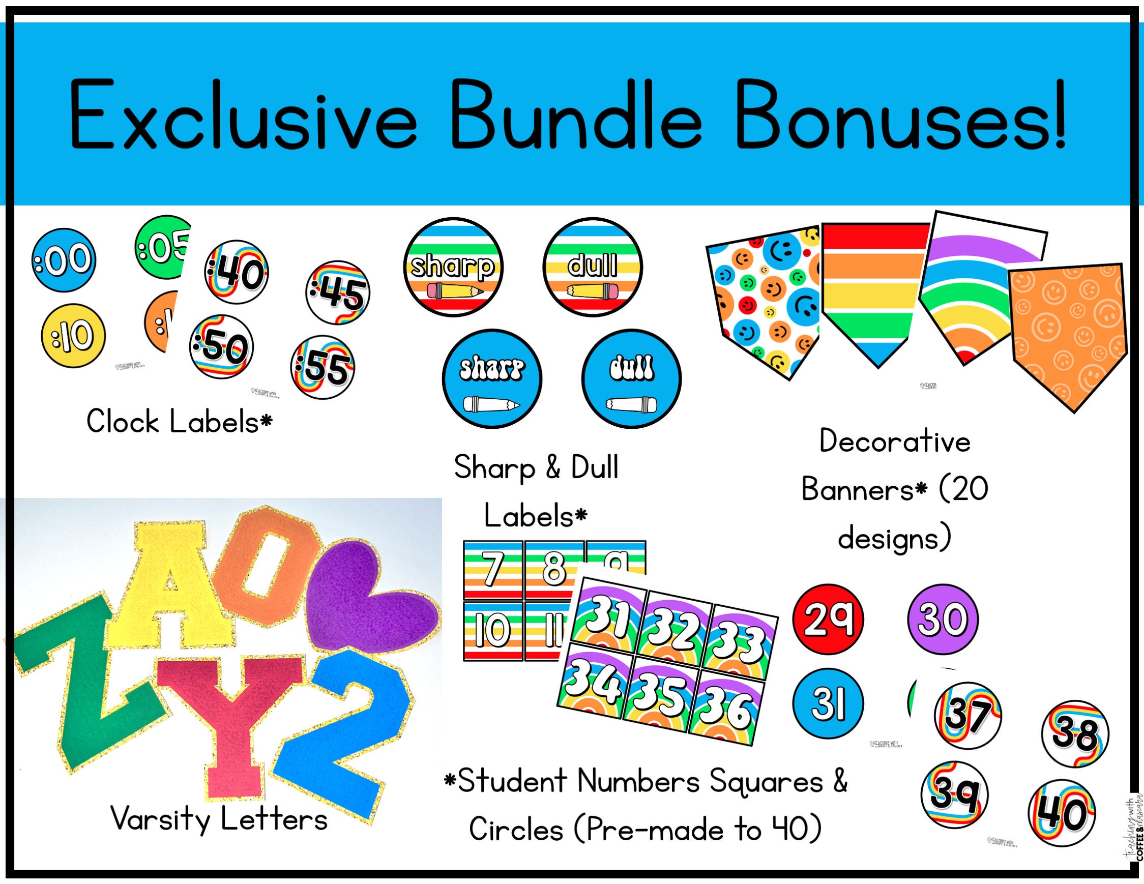 Retro Rainbow Classroom Decor Bundle | Smiley Face Classroom Decor ...