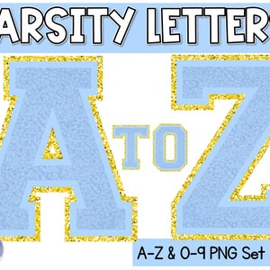 Varsity Letters | Sy Blue | Varsity Letter PNG Alphabet | Bulletin Board Letters | Pastel