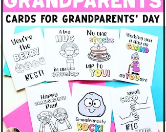 Grandparents Day Card - Grandparents Day Coloring Page - Grandparents Gift from Kids - Gift for Grandparents from Grandkids - Printable Card