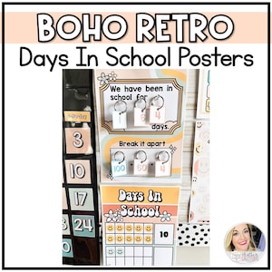 Boho Days in School Set | Days in School Ten Frames | Math Wall | Homeschool Decor | How many days have we been in school