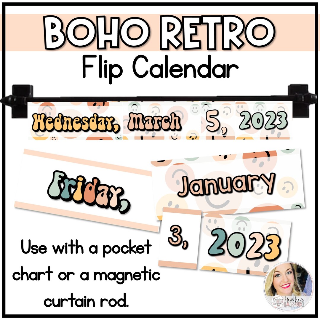 Boho Flip Chart Calendar Set Daily Flip Calendar Cards Etsy