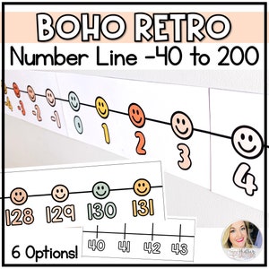 Boho Number Line | Math Wall | Homeschool Decor | Happy Face Retro Number Line