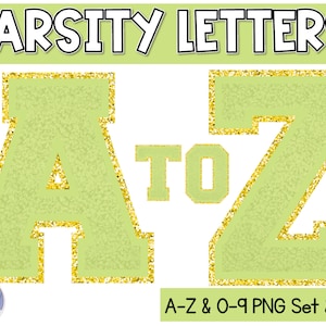 Varsity Letters | Light Green | Varsity Letter PNG Alphabet | Bulletin Board Letters