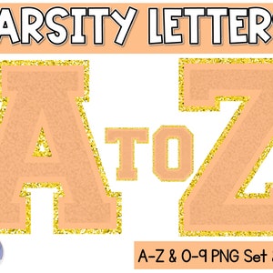 Varsity Letters | Bright Orange | Varsity Letter PNG Alphabet | Bulletin Board Letters