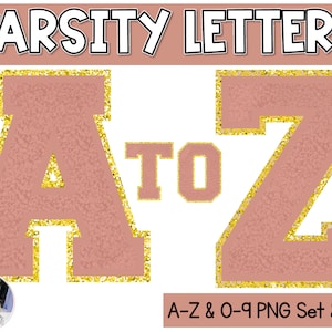 Varsity Letters | Dusty Coral | Varsity Letter PNG Alphabet | Bulletin Board Letters