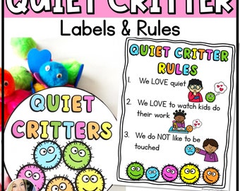 Etiquetas e regras para potes de bichinhos silenciosos – Gestão de sala de aula (Download digital)
