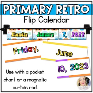 Regenboog flip-over kalenderset | Dagelijkse flip-kalenderkaarten | Decor voor thuisonderwijs | Primaire kleuren