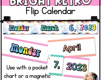 Flip Chart Calendar Set | Daily Flip Calendar Cards | Homeschool Decor | Hanging Calendar | Date Cards