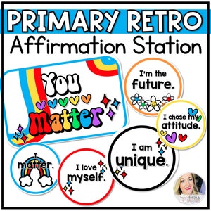 Affirmationsstation | Regenbogen Positive Affirmationen Spiegel | Retro Klassenzimmer Dekor