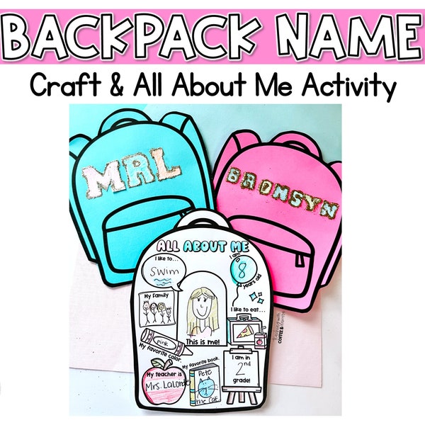 Backpack Craft | All About Me Bulletin Board and Craftivity | Welcome Back Bulletin Board Set | Back to School Bulletin Board and Craft