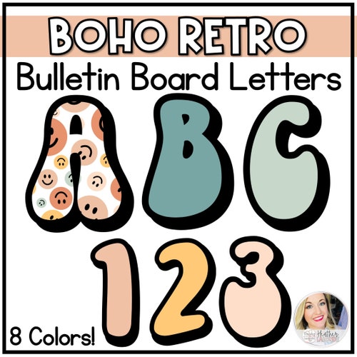 Boho Bulletin Board Letters Boho Rainbow Retro Groovy Etsy