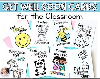 Printable Get Well Soon Cards | Get Well Gift | Get Well Card | Coloring Cards for Kids