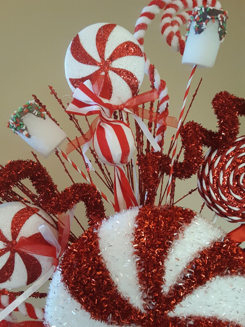 Peppermint Candy Tree Topper Sweet Tree Topper Glittery Etsy