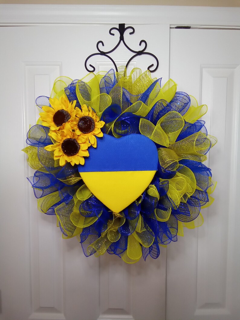 Ukraine Wreath Ukraine Inspired Wreath Support Ukraine Etsy