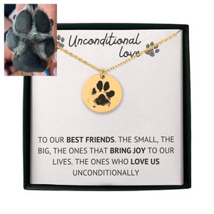 Collier personnalisé pour animaux de compagnie avec empreinte de pattes, meilleur ami, chien, maman, collier de gravure, bijoux faits main, carte de message, bijoux commémoratifs pour la perte d'un animal de compagnie