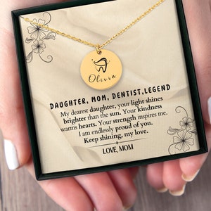 Collier prénom personnalisé dentiste pour fille de maman, cadeau fête des mères, carte d'anniversaire, message, collier prénom personnalisé