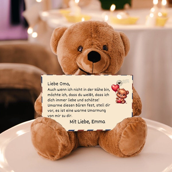 Personalized Teddy Bear Family Gift for German Grandma Mom Grossmutter, Gift For Oma, Alles Liebe Fur Muttertag, Gift From Grandchildren