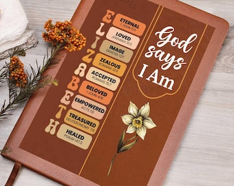 Diario de estudio cristiano para mujeres, regalo religioso, diseño floral del mes de nacimiento, cuaderno espiritual, versículo bíblico, regalo personalizado para ella.