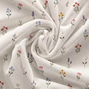 Tela de flores silvestres por metro, lino floral, material textil, tela de flores rústicas para cortinas, costura, acolchado, manualidades, tapicería, poliéster sintético