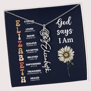 Colar de flores de nascimento com versículo bíblico personalizado para enfermeira, presente de aniversário religioso personalizado para casais, famílias e adolescentes