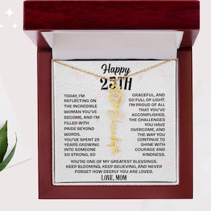 Colar de flores para comemorar o 25º aniversário, colar para o mês de nascimento, presente de aniversário para filha, colar de flores da mãe, joia delicada, pingente diário