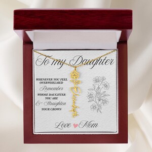 Colar com nome personalizado, flor de nascimento, mês, presente de aniversário para filha, colar floral da mãe, joias delicadas, pingente diário em camadas