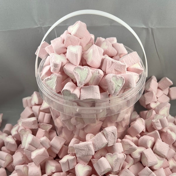 Mini Heart Mallows Valentines Day Marshmallows Gift 250g Bucket Gift Reusable