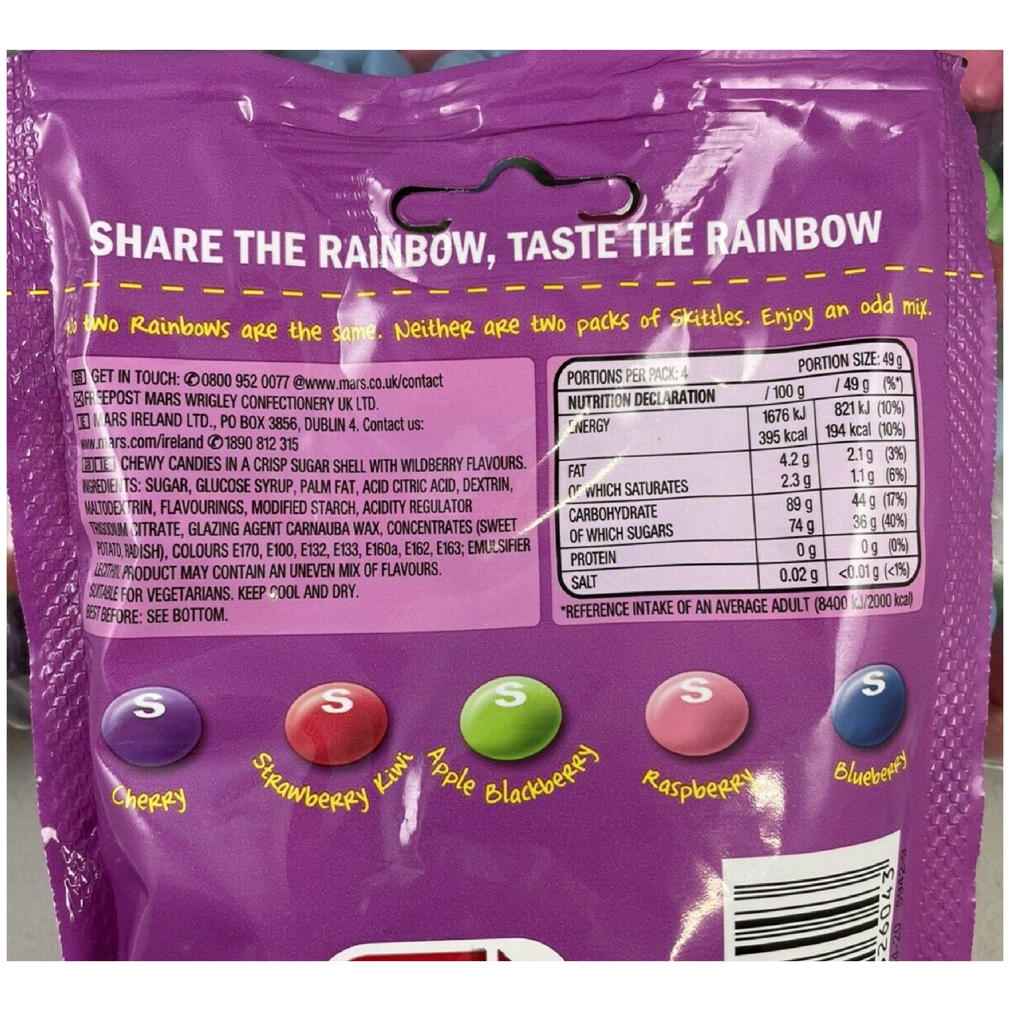 Skittles Pink Sweets Raspberry Flavour Wild Berry Choose Your ...
