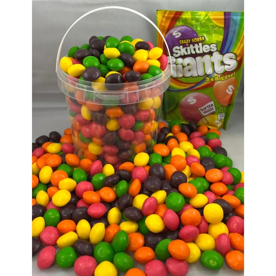 Skittles Sour Giants Flavour Skittles 1kg Bucket Crazy Sours 3 X