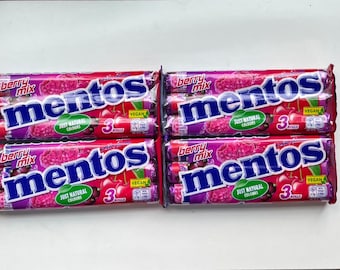 Mentos Berry Mix Chewy Dragees 3 x 37.5g Chewy Sweets Candy (Pack Of 4 12 Rolls)