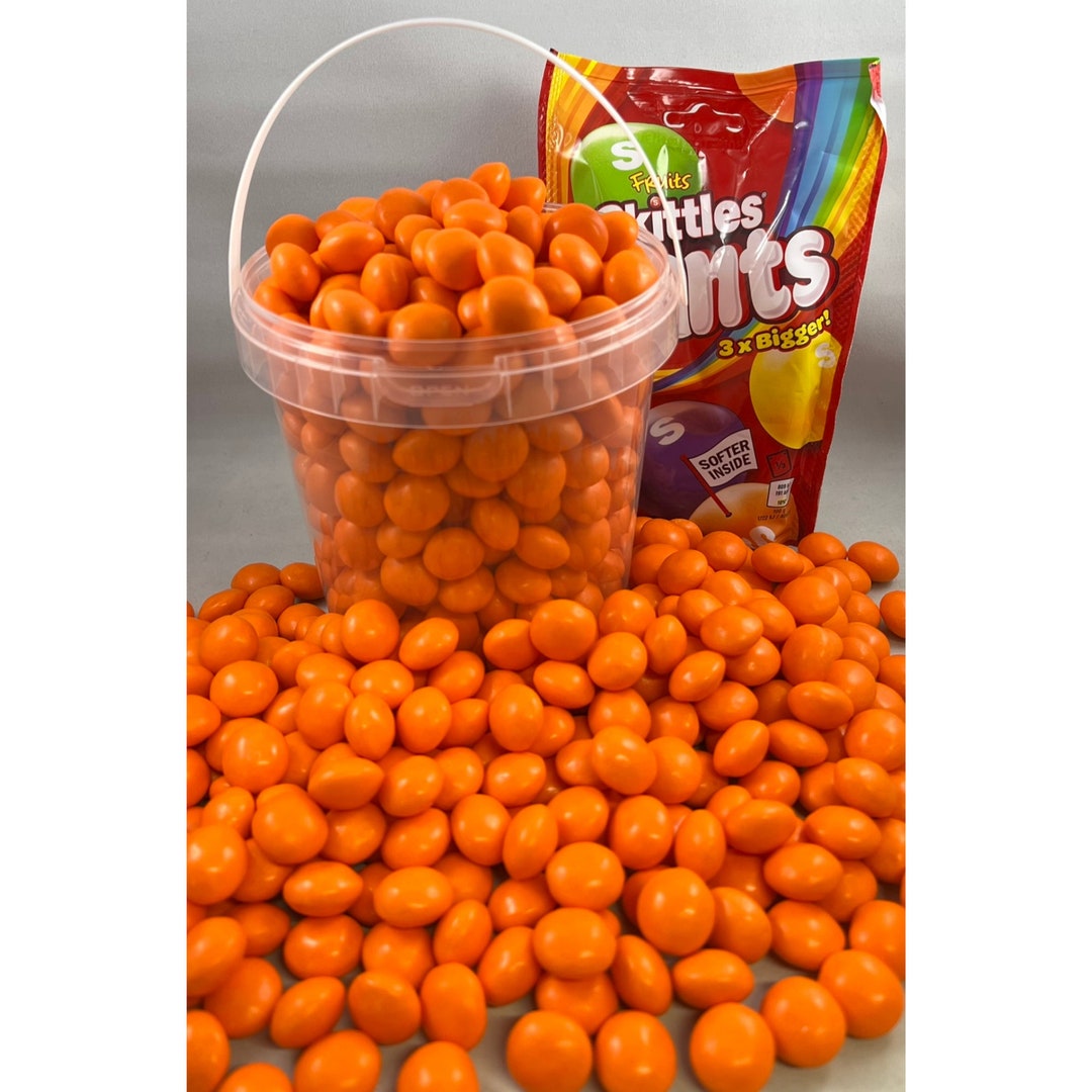 Skittles Orange Giants Sweets Flavour Original Skittles Choose Your Own  Colour & Weight 1kg Bucket Reusable Tub 
