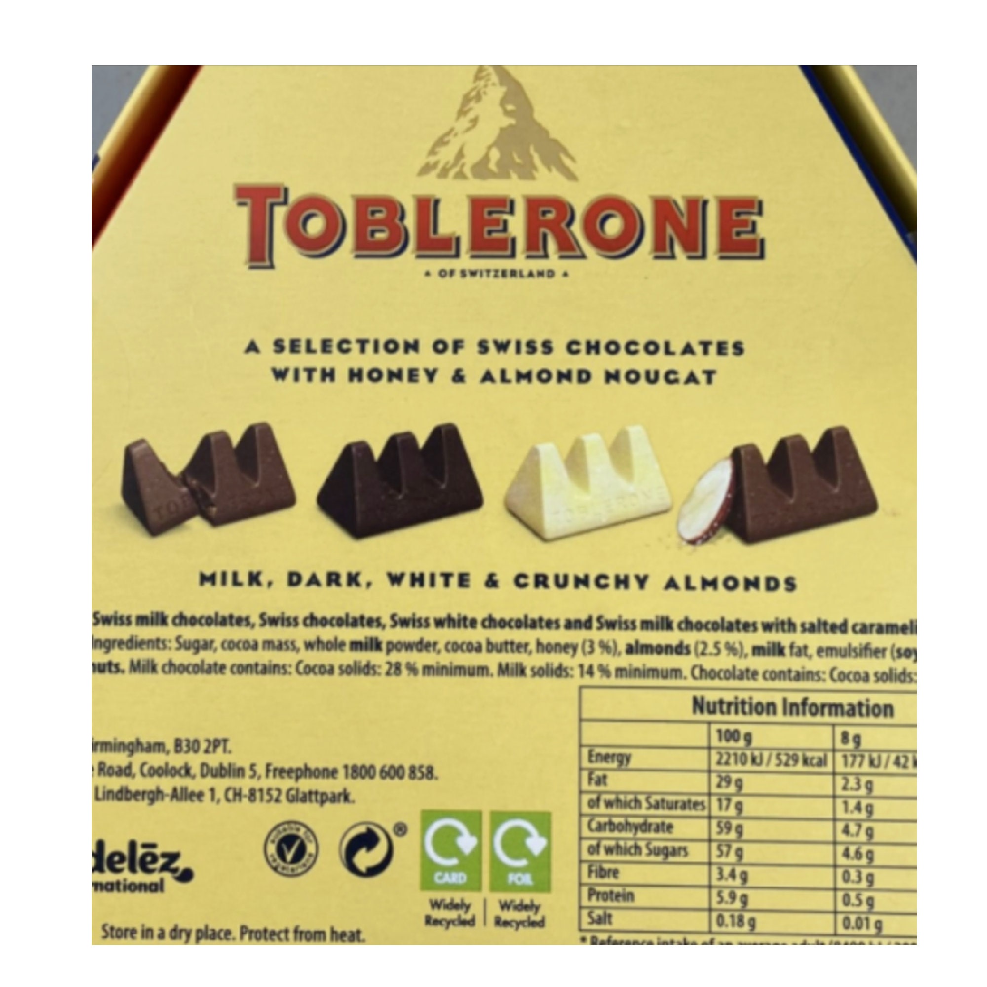 Toblerone Mini chocolat blanc 100x bouchées datées du 24/08 Pick n