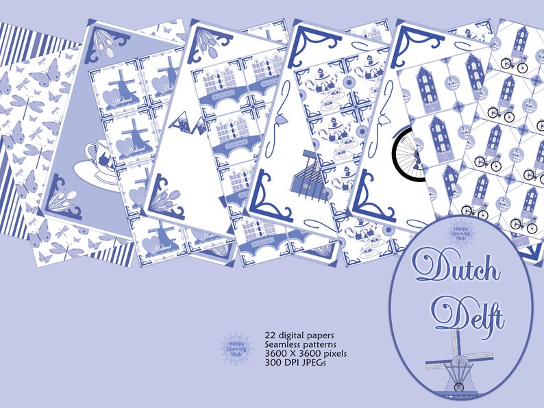 Netherlands Digital Papers, Dutch Delft, Dutch Seamless Patterns ...