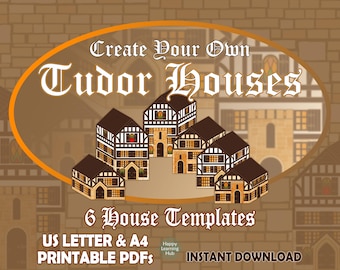 Tudor House 3D Templates, Paper Houses, Tudor Architecture, History, Tudor, Home school, Learning, School, Printable House, Digital Download