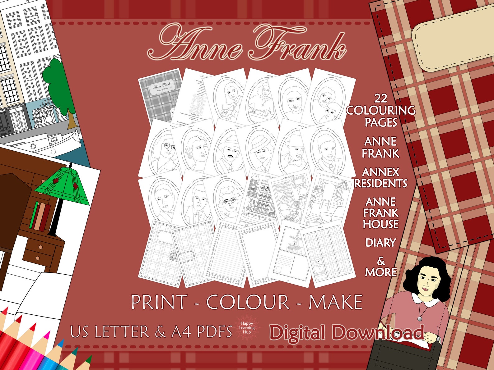 Anne Frank Colouring Pages, Anne Frank House, Kids Activities, Learning ...