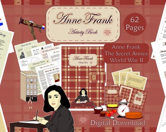 Anne Frank Activity Book, History Learning Printable, Home or School Learning Project, Women's History Month, Digital Download