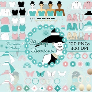 Breakfast at Tiffany&#39;s Clipart: Audrey Hepburn Fashion PNGs (Digital Download)