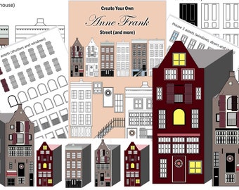 Create Your Own Anne Frank Street, Dutch Paper Houses, Digital Download, Kids Crafts