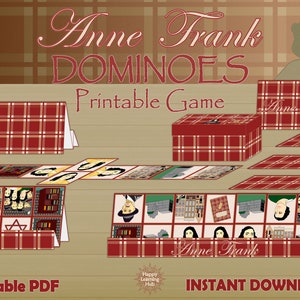 Anne Frank Dominoes Game, Printable Games, DIY Dominoes, History Learning, Maths Games, Instant Download