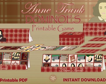 Anne Frank Dominoes Game, Printable Games, DIY Dominoes, History Learning, Maths Games, Instant Download
