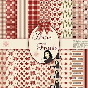 Papel digital de Ana Frank, Papel de álbum de recortes, Diarios basura, Patrón sin costuras, Diseños de superficies, Proyectos artesanales, Ámsterdam, Descarga instantánea