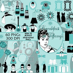 Breakfast at Tiffany&#39;s Clipart Images, Audrey Hepburn Clipart, PNGs, Transparent Background, Digital Download