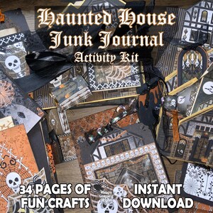Haunted House Junk Journal, Activity Kit, Halloween Printable, Paper Crafts, Printable Ephemera, Digital Download