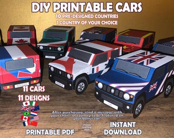 Printable Toy Cars: DIY World Countries Paper Craft (Digital Download)