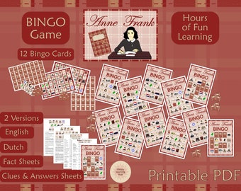 Anne Frank Printable Activities, Printable Bingo Game, Kids Printable Games, Anne Frank House, Printable Worksheets, History, Kids Learning