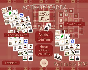 Anne Frank Activity Cards, Anne Frank Kids Activities, Anne Frank House, Printable Games, Digital Download