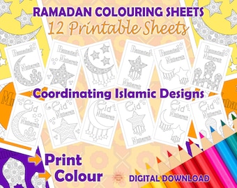 Ramadan Colouring Pages, Islamic Colouring Sheets, Printable PDF, Eid and Ramadan, Instant Download