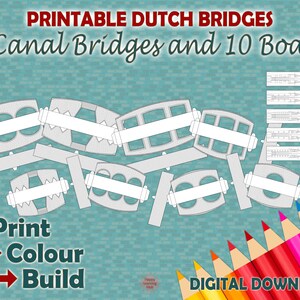 Amsterdam Canal Bridges and Boats Printable, DIY Paper Crafts, Mindfulness Crafts, Kids Crafts, Instant Download
